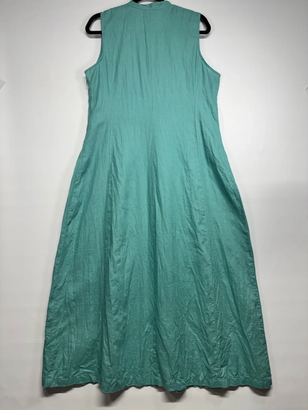 ✨J. Jill 100% Line Pintuck Sleeveless Teal Maxi Dress Size M - Picture 3 of 11